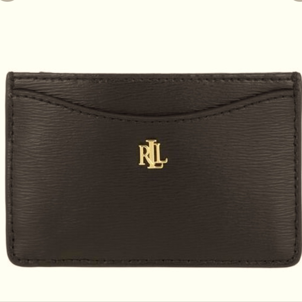 Ralph Lauren Card Case Genuine Leather in Black NWT Unisex